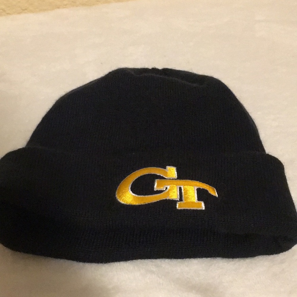 Top of the World Georgia Tech blue & yellow beanie cap GT front bee other side